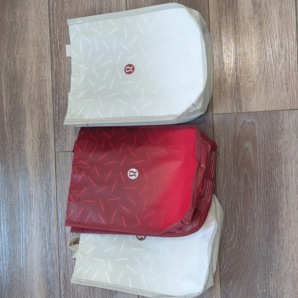 Lululemon reusable shopping bags small size X3 (2 Silver + 1 Red)